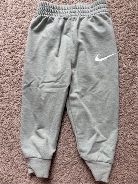 Nike Kids Light Gray Joggers with White Swoosh